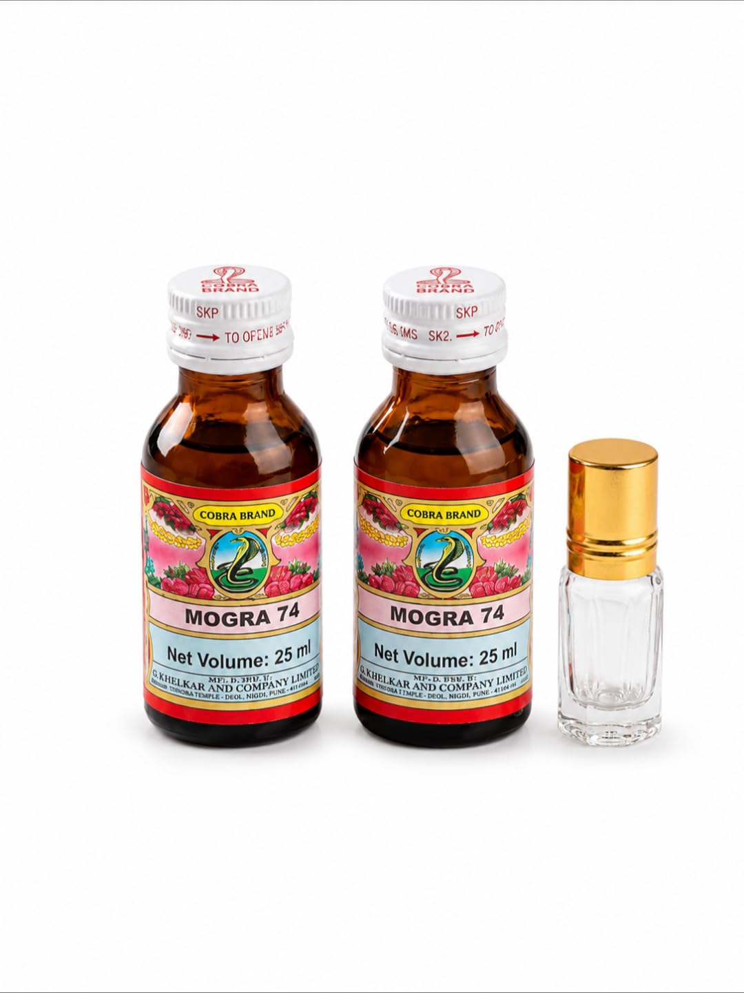 Cobra Brand Mogra 74 Attar 2x25ml Bottles + 3ml Roll-on | Includes Roll-on Vial, Direct from Manufacturer-image-49