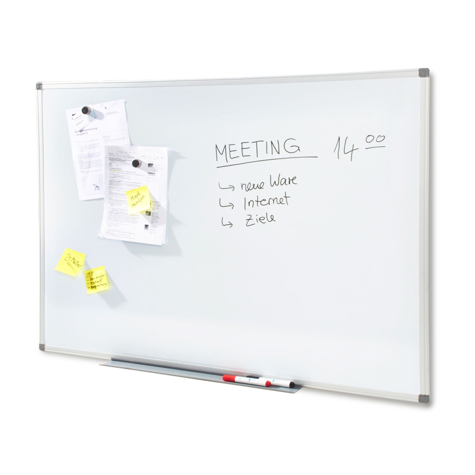 Office Marshal | Tableau Blanc aimanté magnétique | Tableau Magnétique, surface laquée protectrice | Montage Vertical et Horizontal | Blanc, 60 x 90 cm