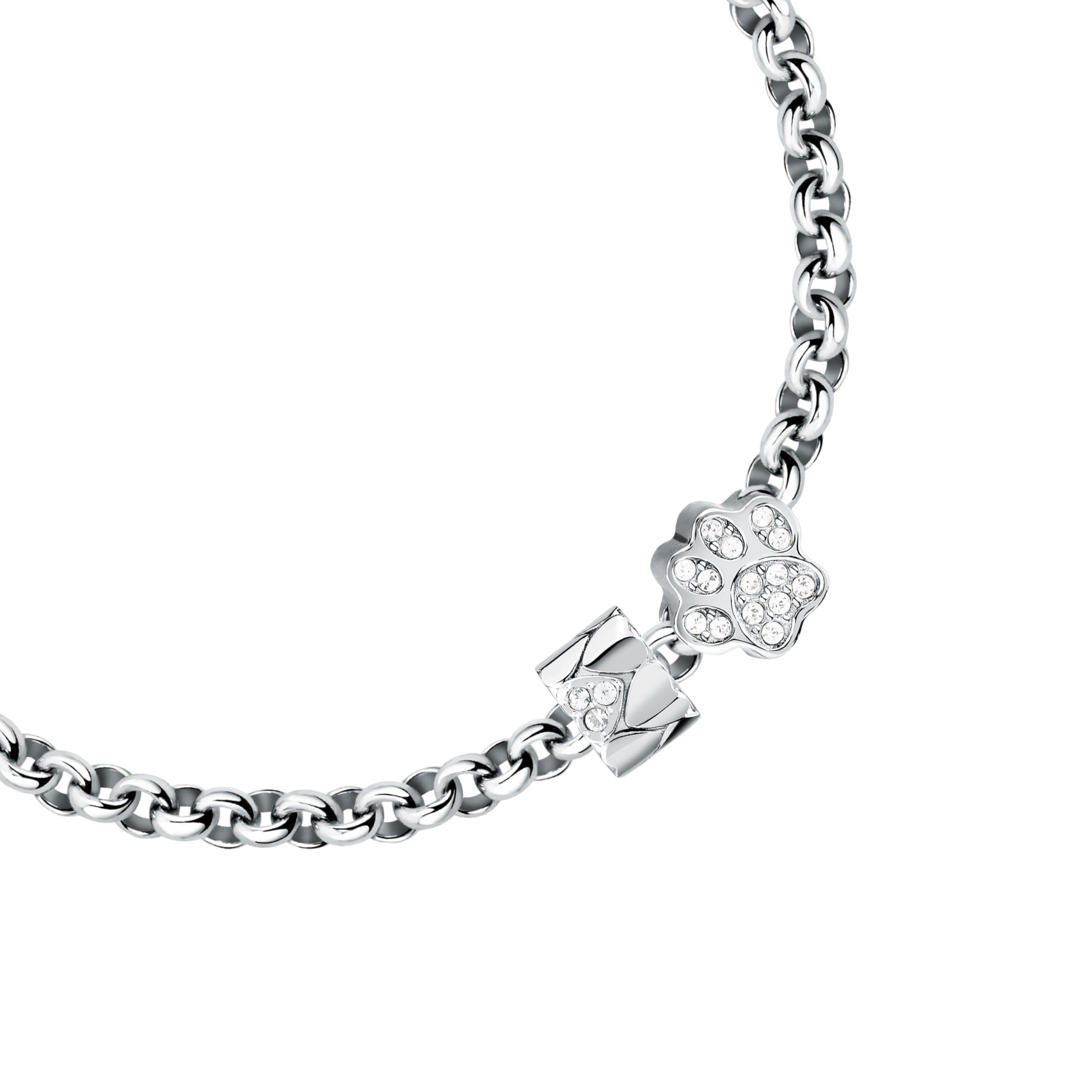 Morellato Bracciale Donna in Acciaio, Cristalli, Collezione DROPS, Cuore, Zampa - SCZ1419
