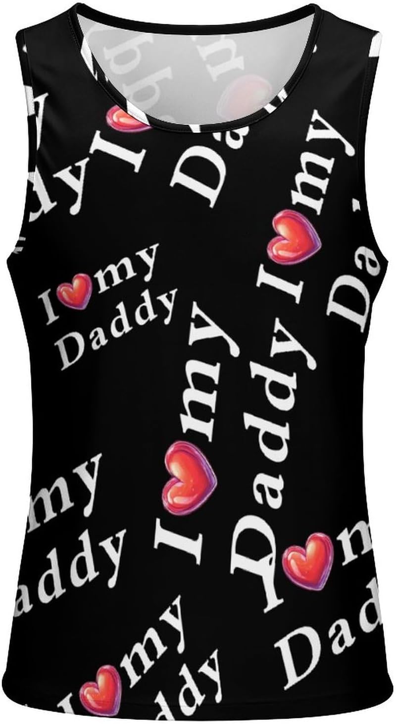 I Love My Daddy Men's Tank Top Sleeveless Muscle Shirts Vest Beach T Shirts for Workout Gym