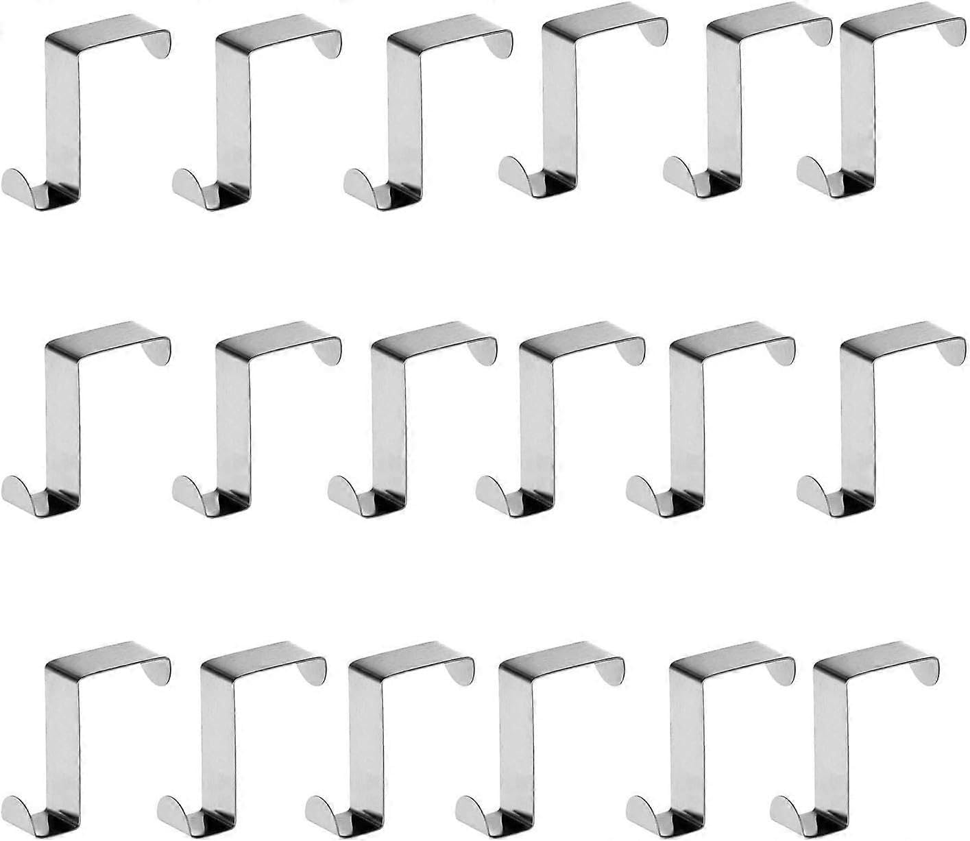 JOYHAPPST 18 Pieces Stainless Steel Hooks Z Shape Reversible No Drilling Hanger Hook Door Hook Compatible with Cabinet, Drawer, Kitchen Bathroom etc (Silver