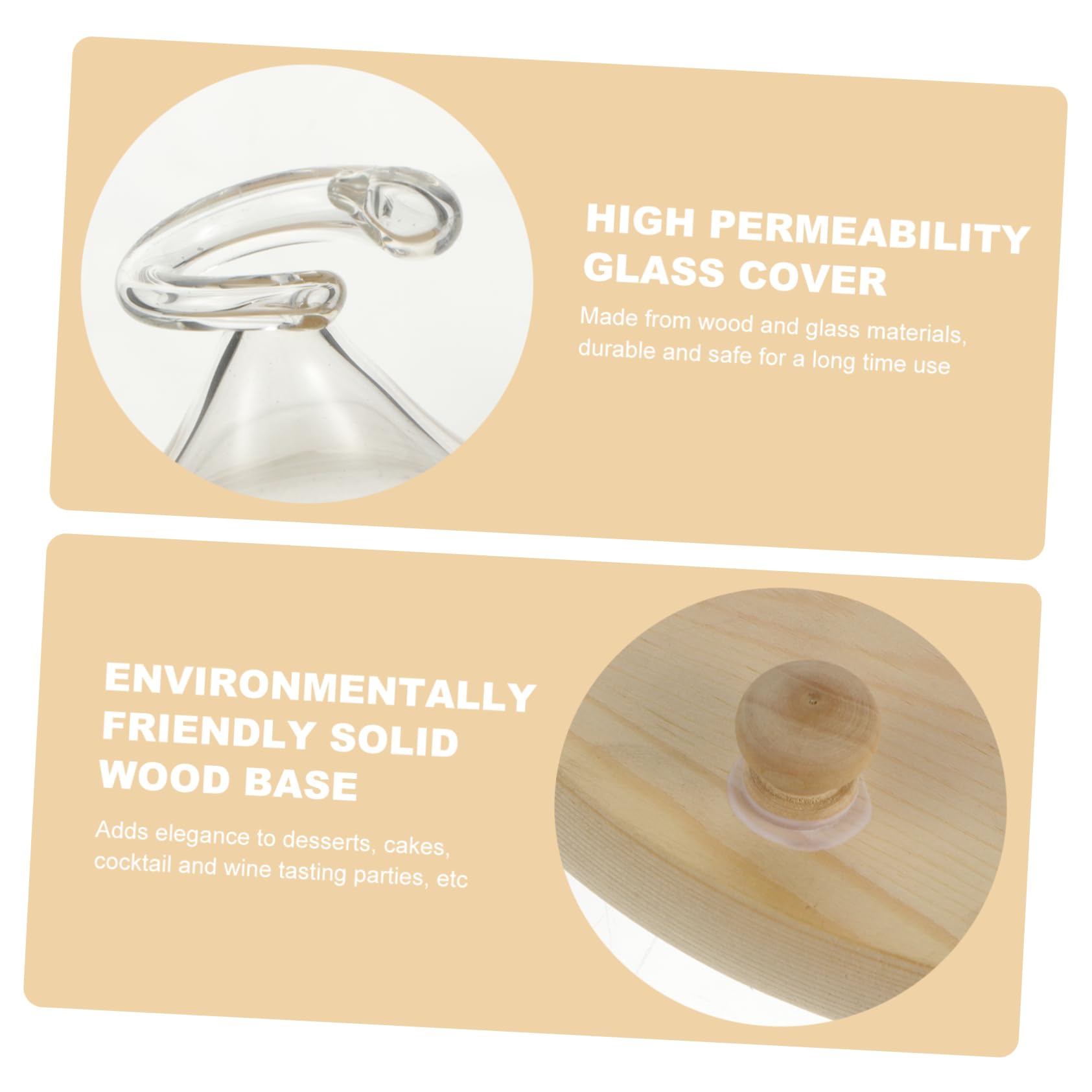 GRIRIW 1 Set Glass Cover Dessert Food Snack Cover Fruit Cover Food Cover Food Protective Cover Food Display Covers Dish Tray with Cover Wood Transparent