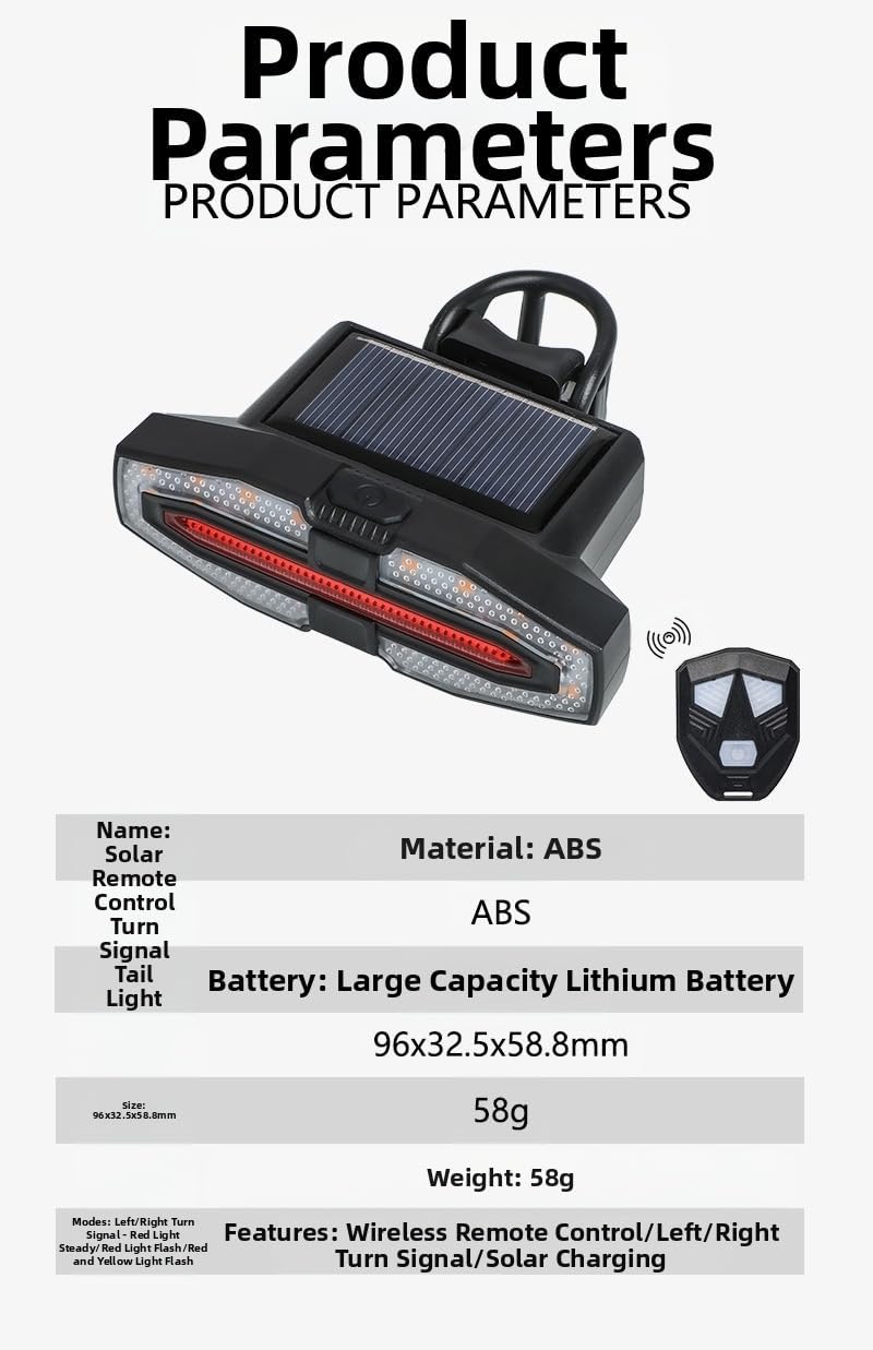 Electric for Lighting，Bicycle Remote Control Warning Taillights with Horn Sound, Left and Right Turn Signals, Type-c Charging Taillights, Night Riding Lights