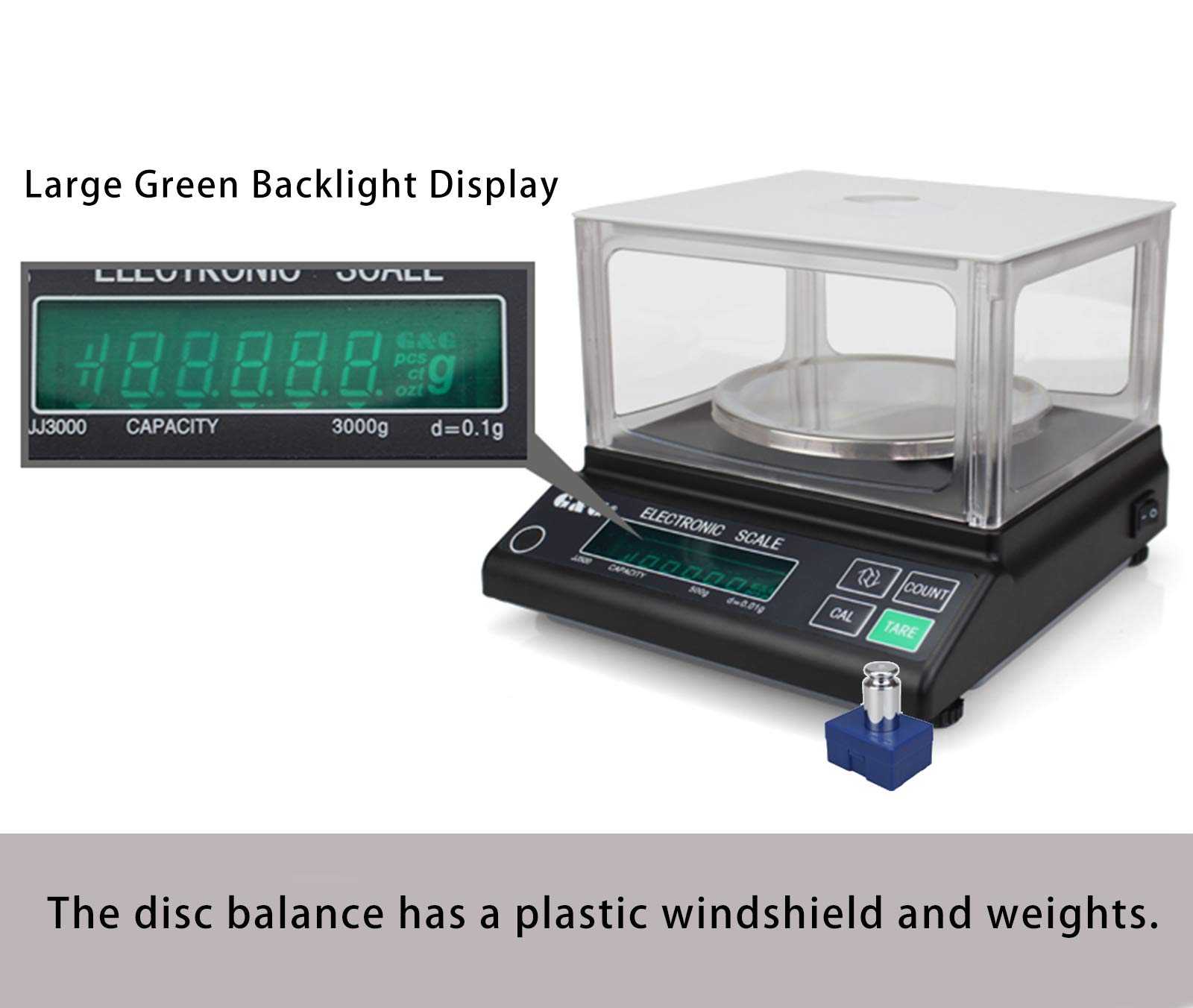 Básculas de Laboratorio Balanzas de Laboratorio Báscula Analítica Electrónica de Precisión de Laboratorio 100 x 0,01 g Pantalla LCD Grande con Interfaz RS232 Conversión de 3 Unidad