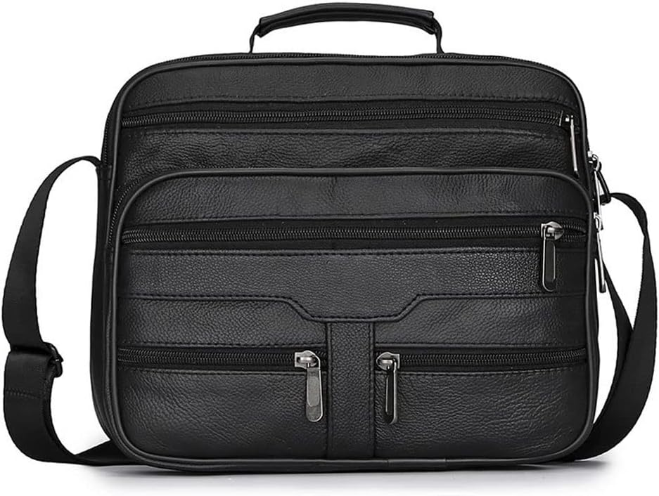 Men's Bags Leather Retro Bags Black High Capacity Handbags Multi-function Travel Bag for Men