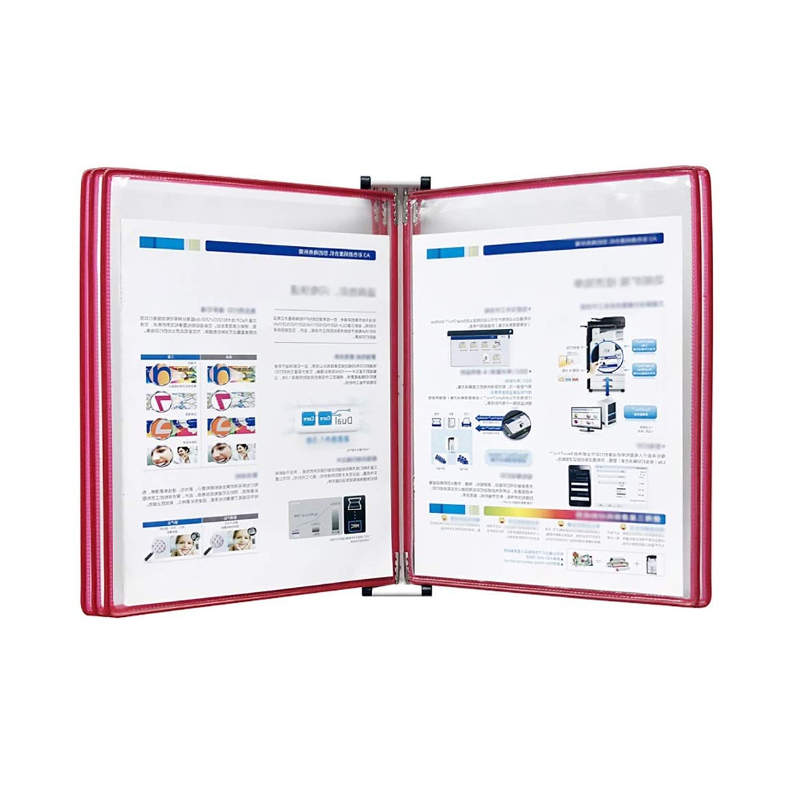 folder, 5 dwustronnych paneli – system wyświetlania w formacie A4 Letter organizer referencyjny o pojemności 10 arkuszy(Red)