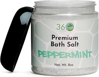 360Feel Peppermint Detox Bath Salt Body Scrub - Great Exfoliating Bodyscrub for Acne Scars Stretch Marks Foot Scrub Great For Women Body - 8 Fl Oz