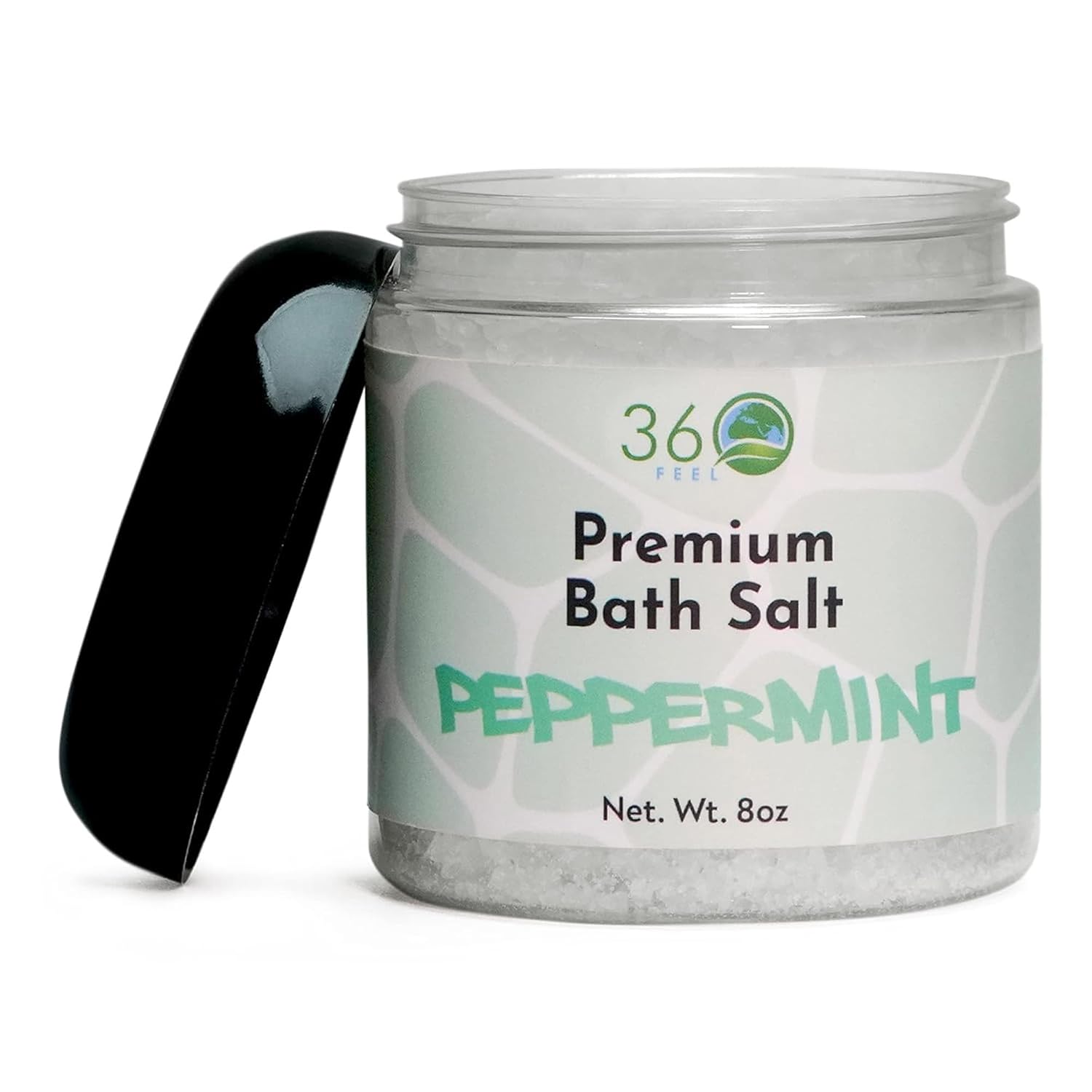 360Feel Peppermint Detox Bath Salt Body Scrub – Great Exfoliating Bodyscrub for Acne Scars Stretch Marks Foot Scrub Great For Women Body – 8 Fl Oz