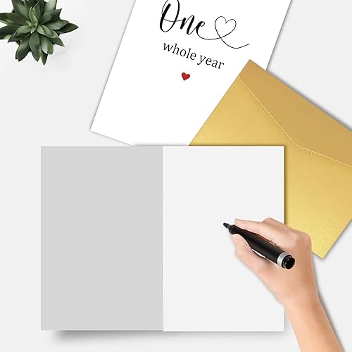Miniatura 3 de Tarjeta de aniversario de un año entero para pareja, primera tarjeta de aniversario de boda para marido y esposa, dulce tarjeta de primer