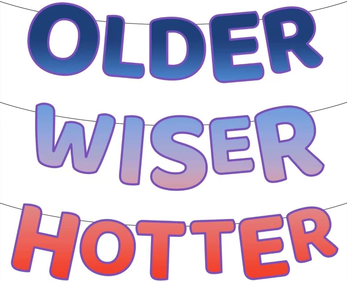 Xo, Fetti Older Wiser Hotter Banner - Iridescent, 3 Ft - View #2