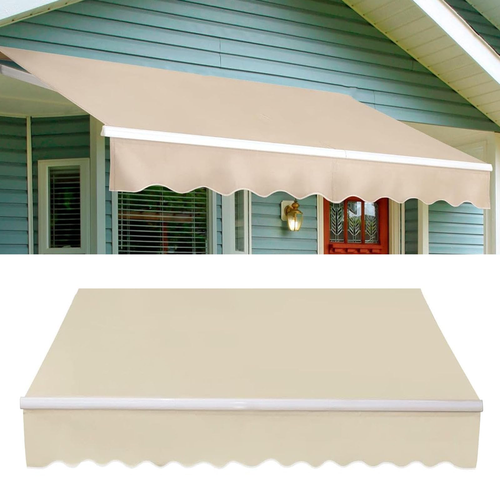 Toldo de tela de repuesto caqui de 1.1x3.4x3m en poliéster para terraza