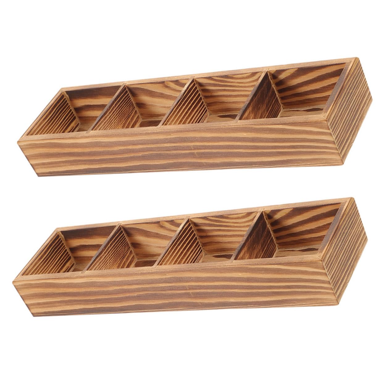 ULTECHNOVO 2Pcs Multi Compartment Tea Bag Organizer Vintage Wooden Storage Box for Sugar and Snacks Practical and Space Saving Design for Kitchen Office and Home
