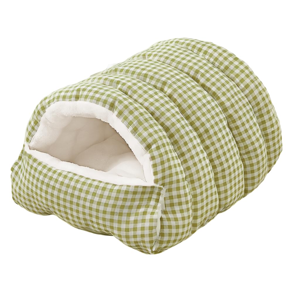 MiOYOOW Cat Cave Bed, Comfortable Cat Tent House Semi Enclosed Cave Pet Nest with Removable Cushion for Winter Indoor Small Medium Dog