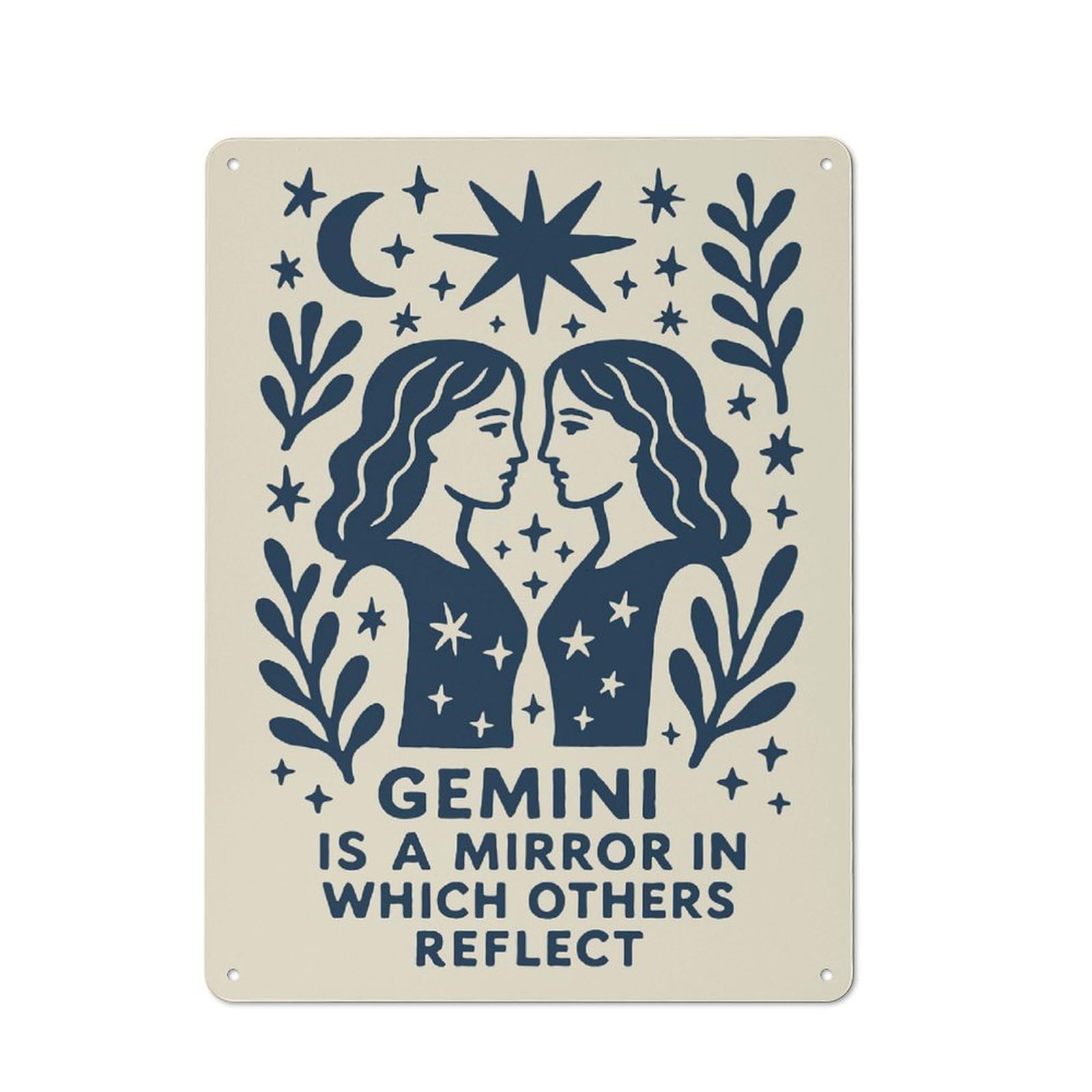 Junmoney Style-3 Vintage Tin Sign 40X30cm With Gemini Zodiac Sign Art Print For Kitchen Or Home Bar, Suited To Home Bar Enthusiasts