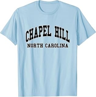 Graphic Apparel Co. - CHAPEL HILL - North Carolina - Blue Unisex Adults T-Shirt - Small - Crew Neck - Short Sleeve - Letter Print - Classic - All Seasons