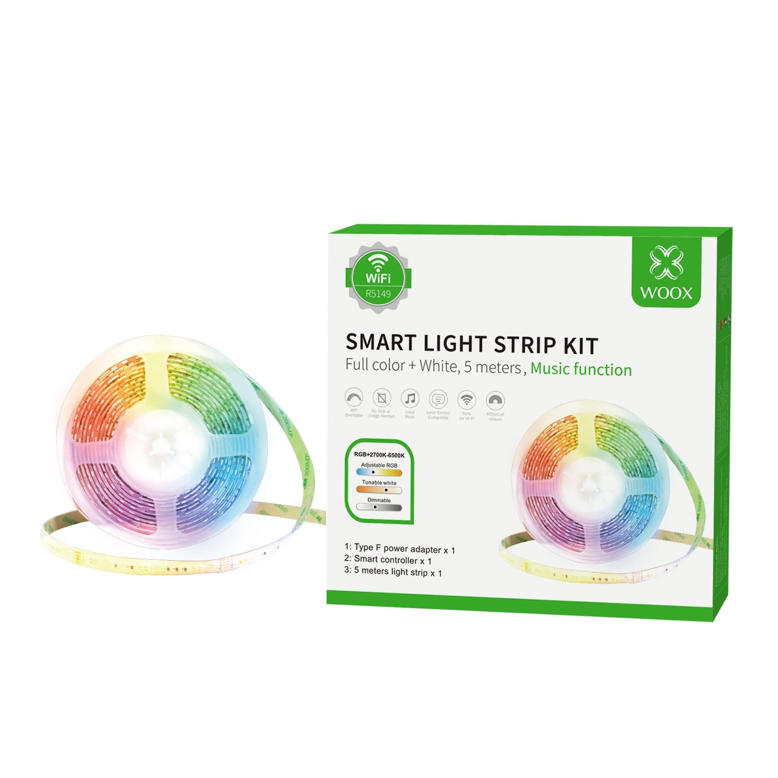 Kit de Tiras LED Inteligentes + Funciones Musicales - R5149 - WOOX