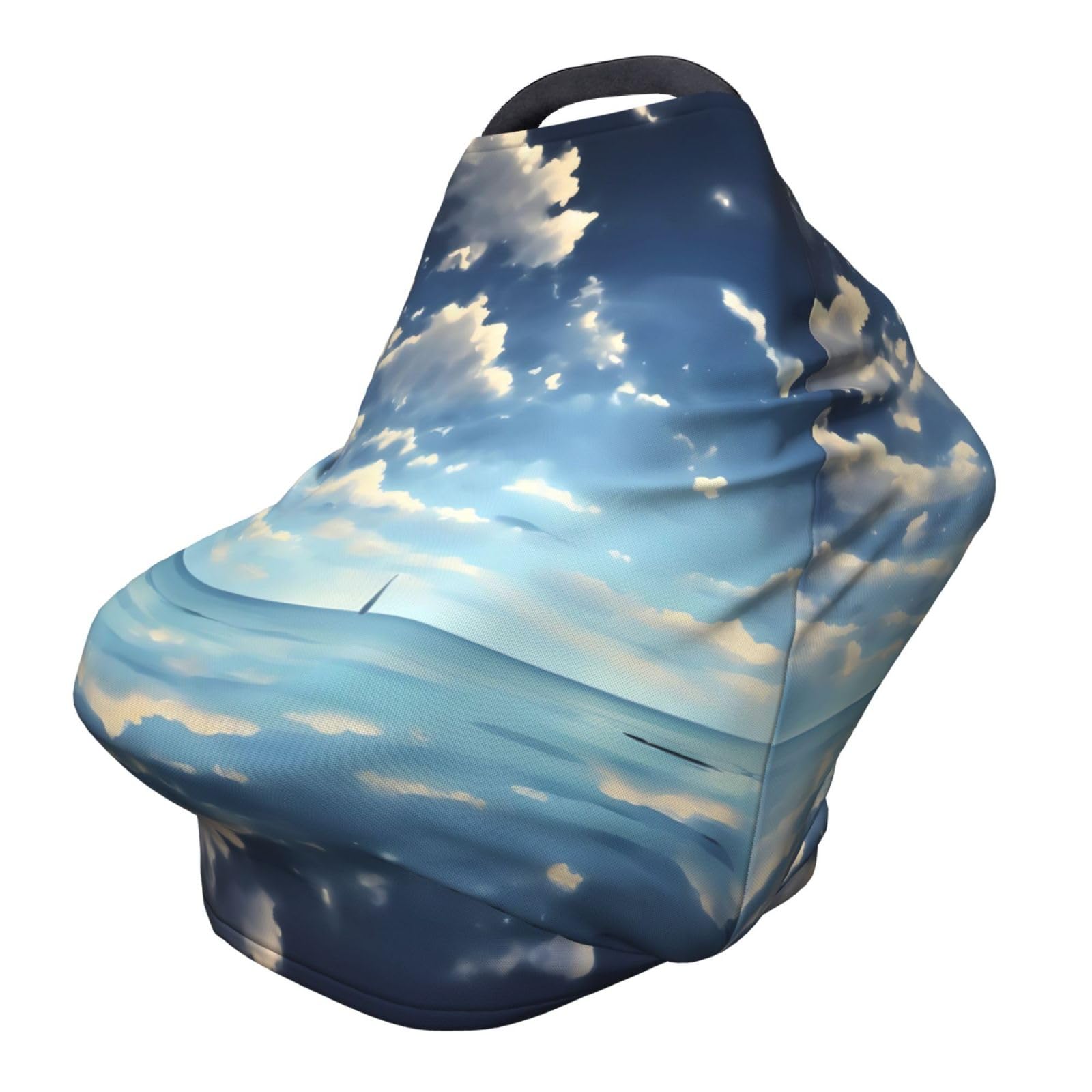 XZDHYZ White clouds over The sea Versatile full-print Stroller Chair Cover/Nursing Cover, specially designed for your baby, Black