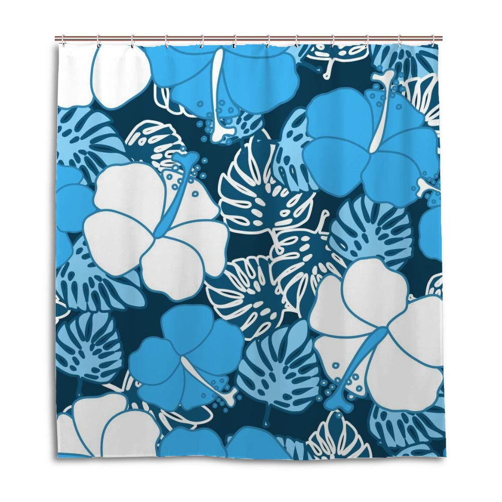 Rideau de douche imperméable haut de gamme motif fleurs d'hibiscus