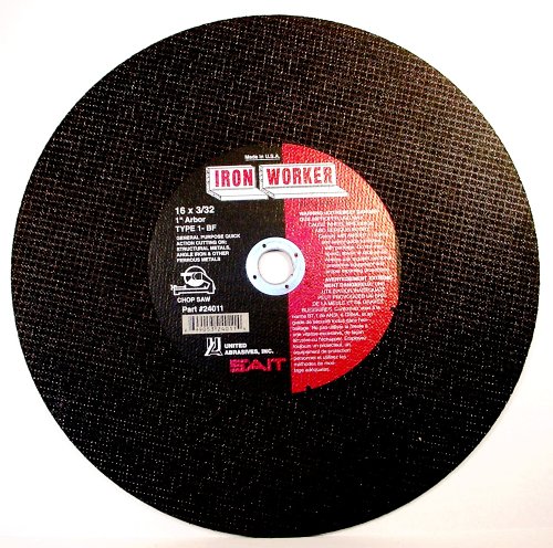 United Abrasives-SAIT 24011 Type 1 16-Inch x 3/32-Inch x 1-Inch IronWorker Chop Saw Wheel, 10-Pack