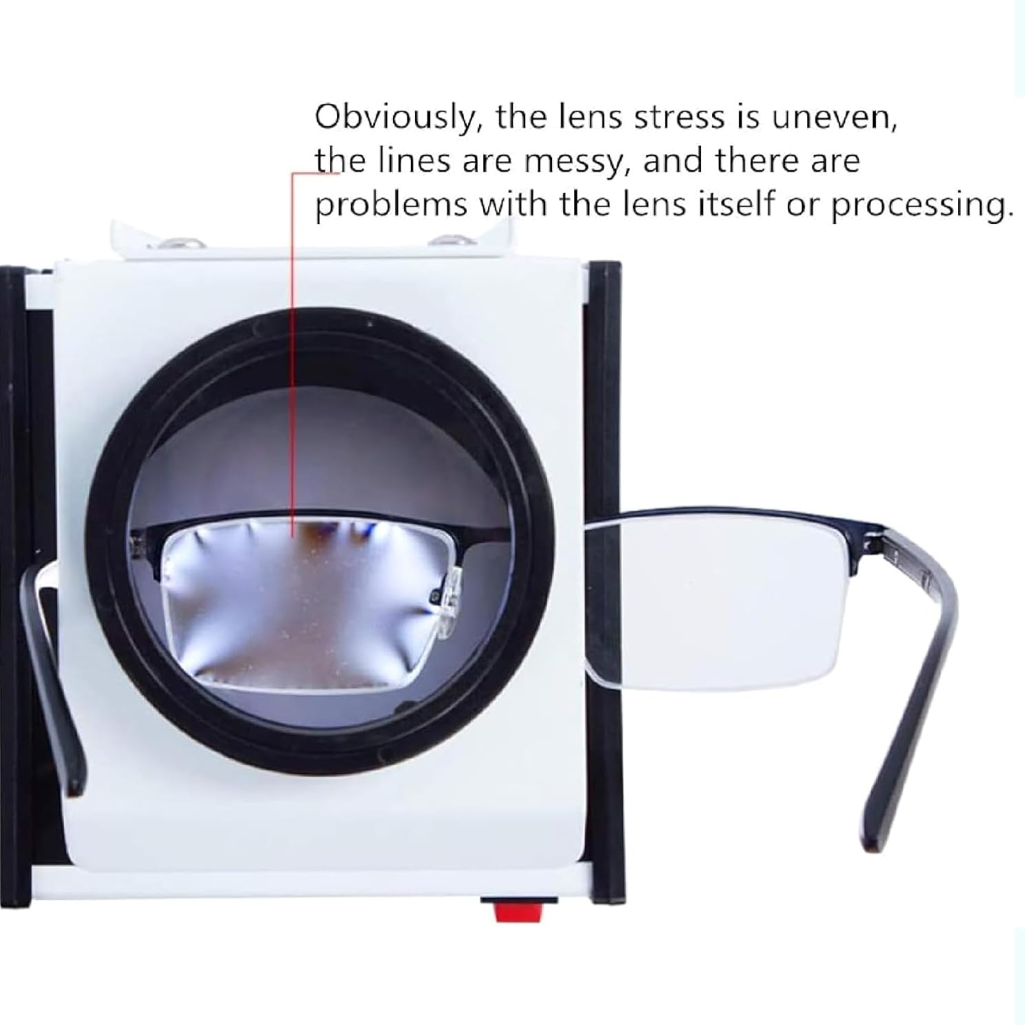 Máquina probadora de estrés de lentes con diseño de fuente de luz, detecta cristales de autenticidad para lentes ópticas, polarizadores, gafas