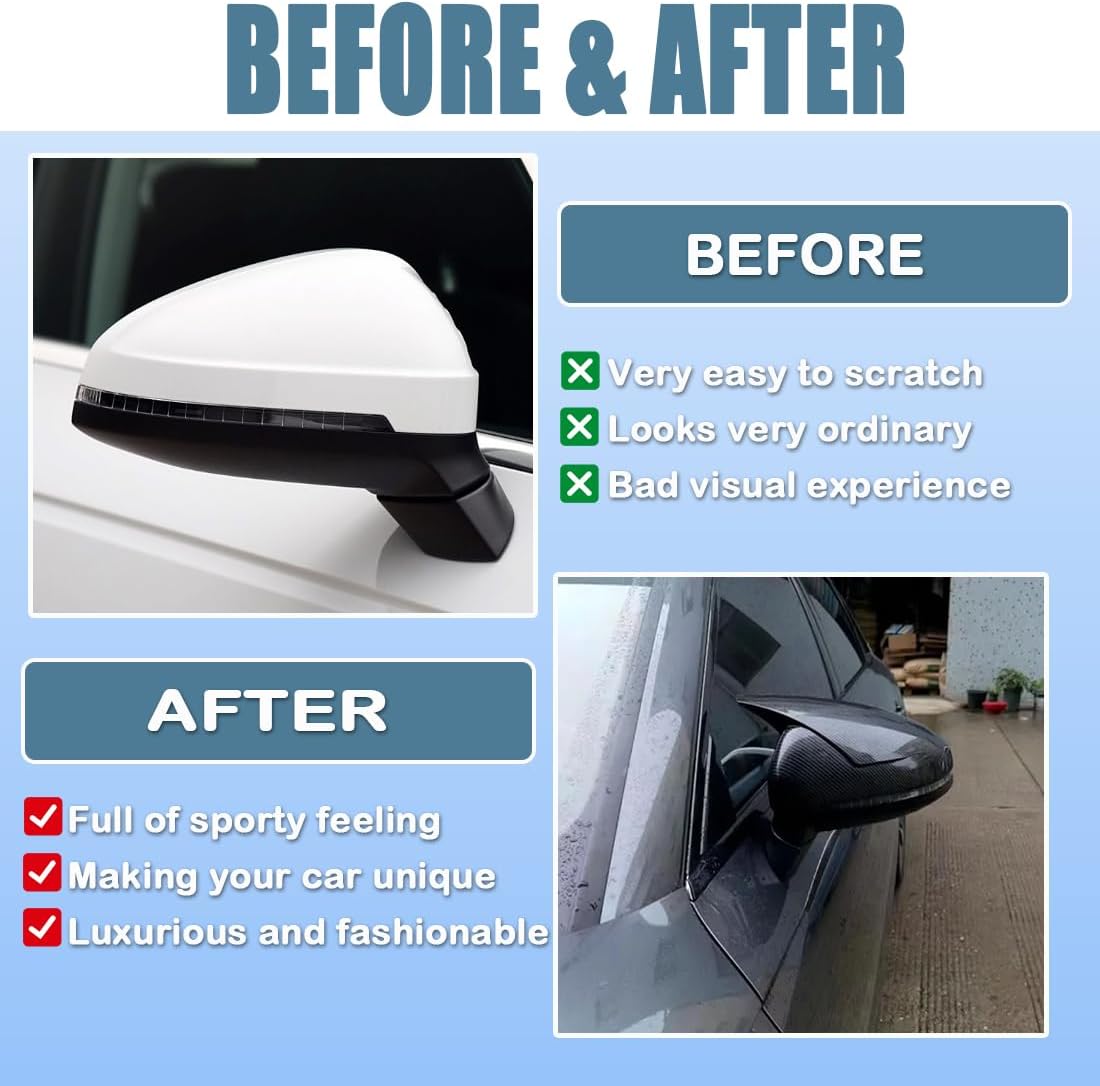 XITER Rear View Side Mirror Cover Side Mirror Cap for Audi A4 B9 A5 S4 2017-2024,Glossy Black