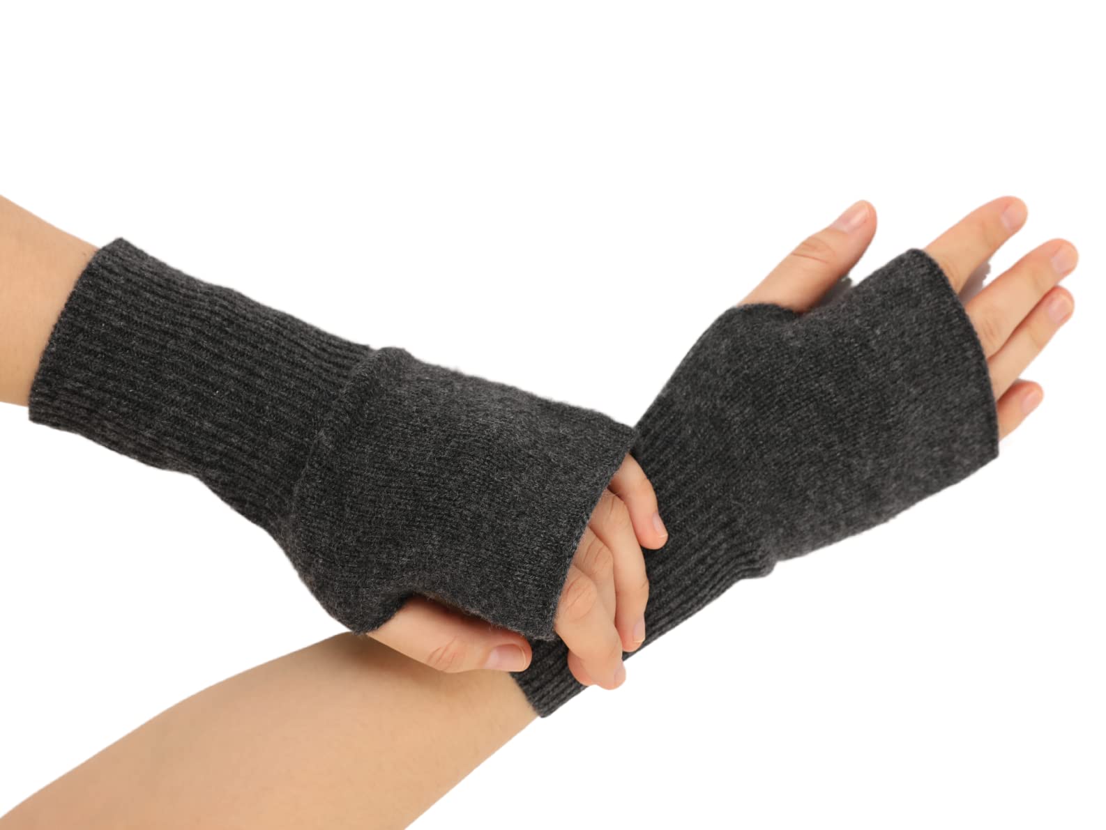 Kaschmir Pulswärmer Halb-handschuhe Fingerlose 2-fädige dick gestrickte
