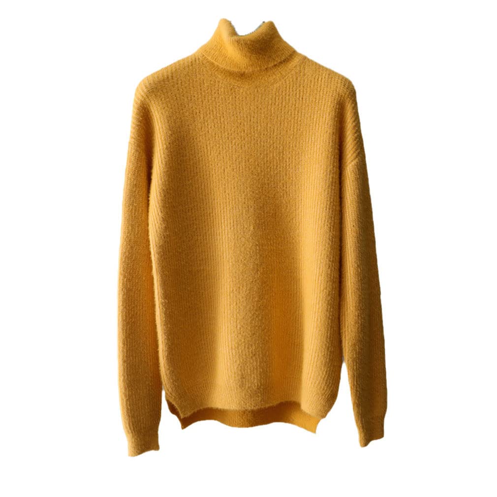 Dolcevita Spessa Lana Cashmere Maglione Pullover Donne Manica Lunga Femminile Casual Grande Maglione Maglione Jumper, Giallo, Taglia unica