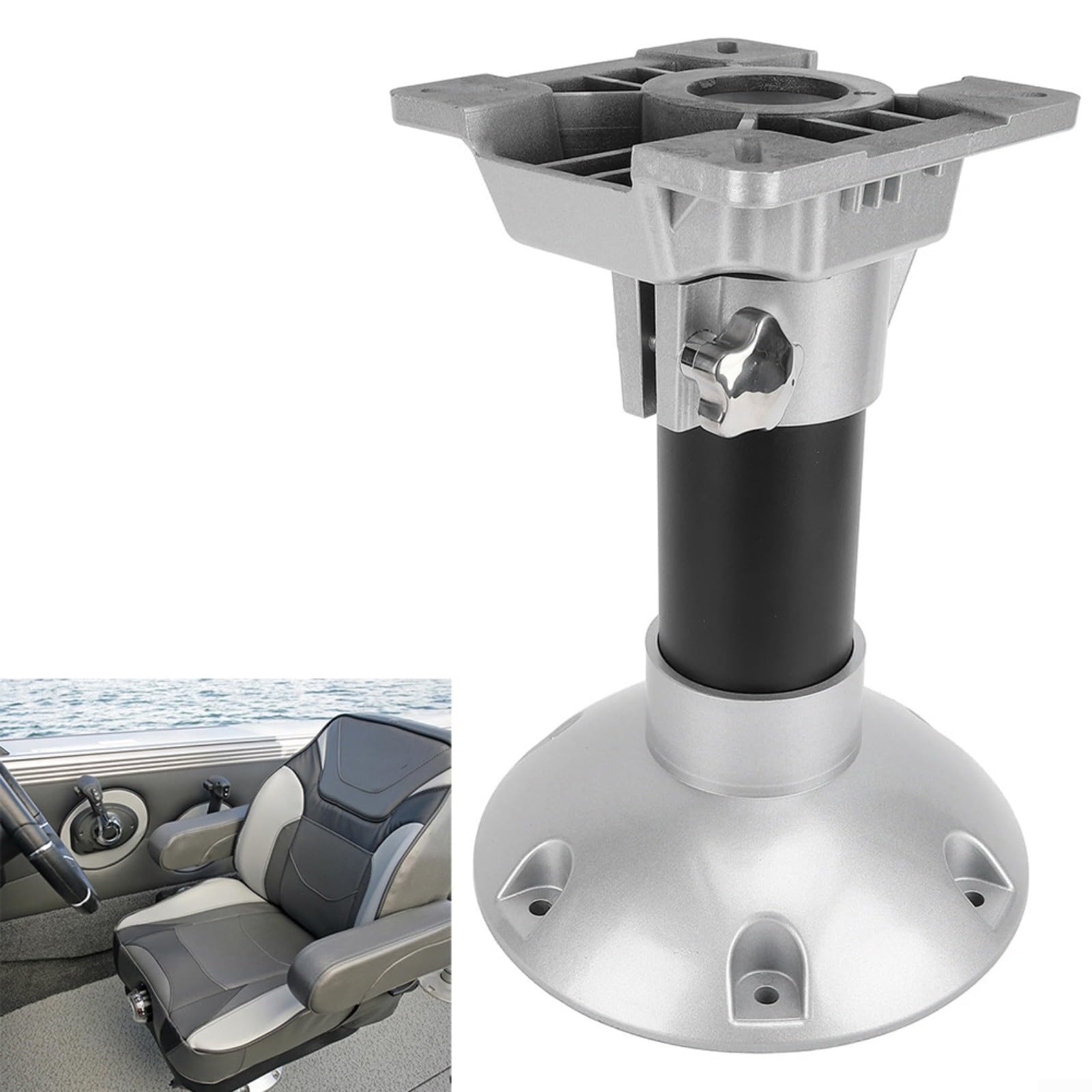 Pedestal de asiento marino anti vibración 330mm alto soporte de aleación de aluminio para yate barco cubierta capitán silla placa base