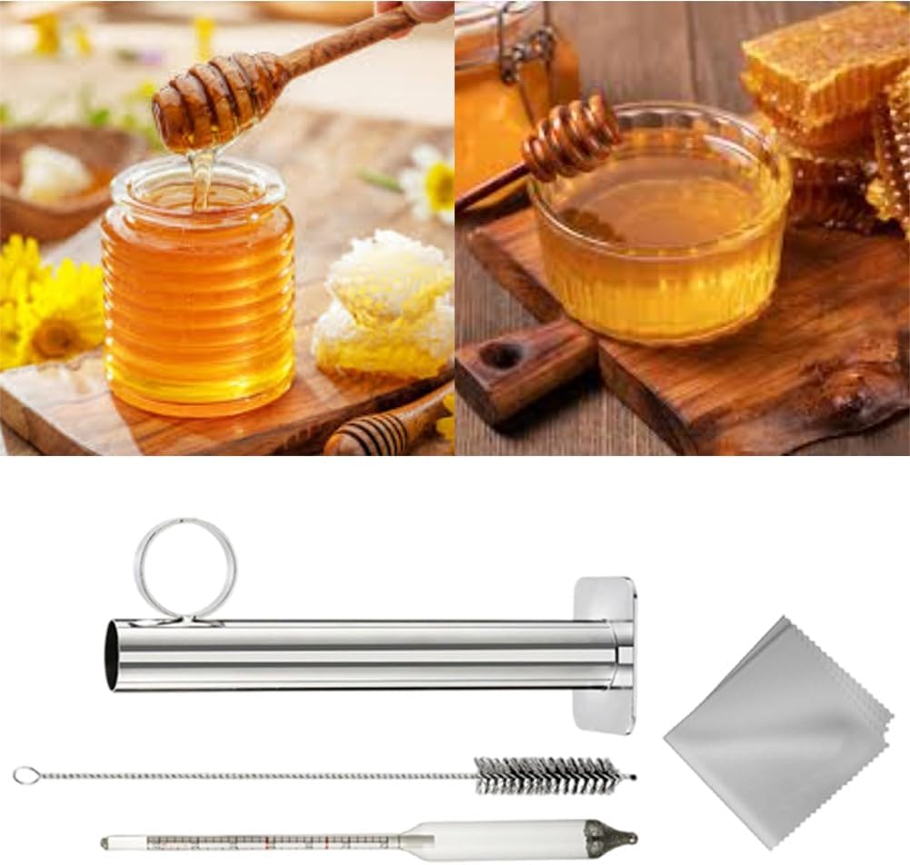Maple Syrup Hydrometer Test Cup Kit With Cleaning Brush, Stainless Steel Sugar Density Measuring Tool For Brix And Baume, 8 In