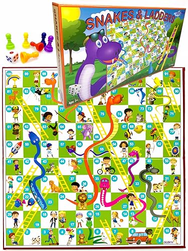 Snakes and Ladders Board Games for Kids Classic Traditional game for boys, girls, friends and family quality time - board game for children