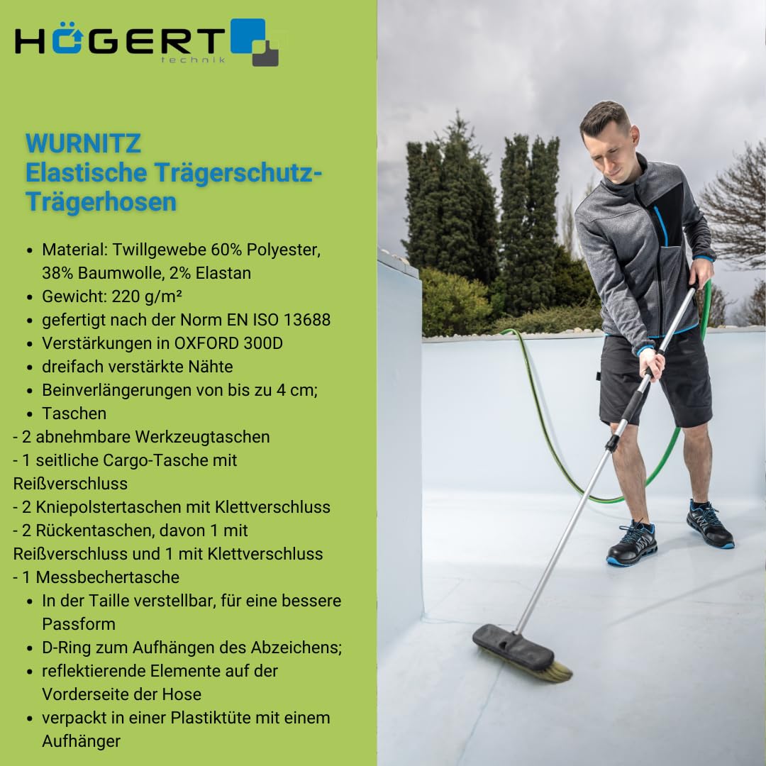 Högert Technik - WURNITZ Hose 3/4 schützendes Gummiband|Twill-Gewebe | Shorts mit Taschen | Herren Kurz Arbeitshose | Arbeitsshorts Arbeitshosen Männer | EN ISO 13688