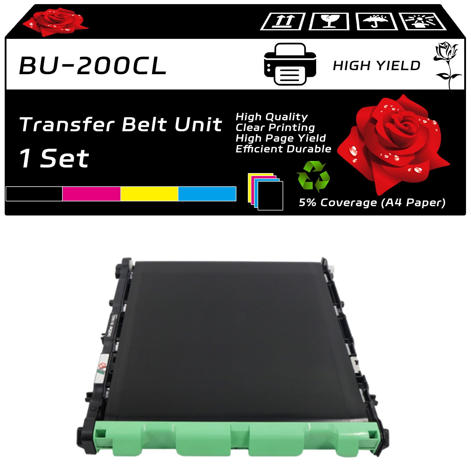 BU-200CL Transfer Belt Unit Compatible for Brother MFC-9125CN MFC-9320CW MFC-9010CN MFC-9120CN MFC-9325CW Printers, with Chip, High Yield 61000 Pages, Clear Printing (1 Set)