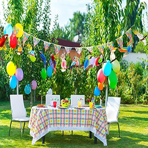 Rcanedny 12 Pieces Tropical Birds Honeycomb Paper Cutouts Paper Bird Ornament Parrot Honeycomb Party Hanging Decorations for Kids Birthday Home Baby Room Nursery Classroom Supplies