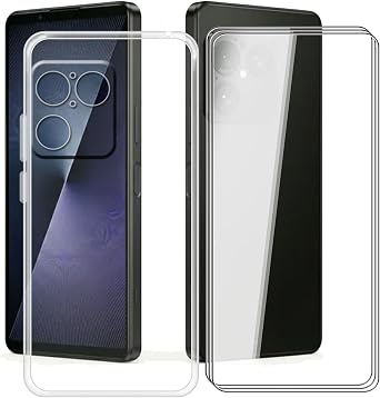 Clear Case for Sony Xperia 1 VIII 6.50" with 3 x Tempered Glass Protective Film, Slim Shockproof Soft Silicone Cover, 360 Drop-Proof Phone Case for Sony Xperia 1 VIII - Clear