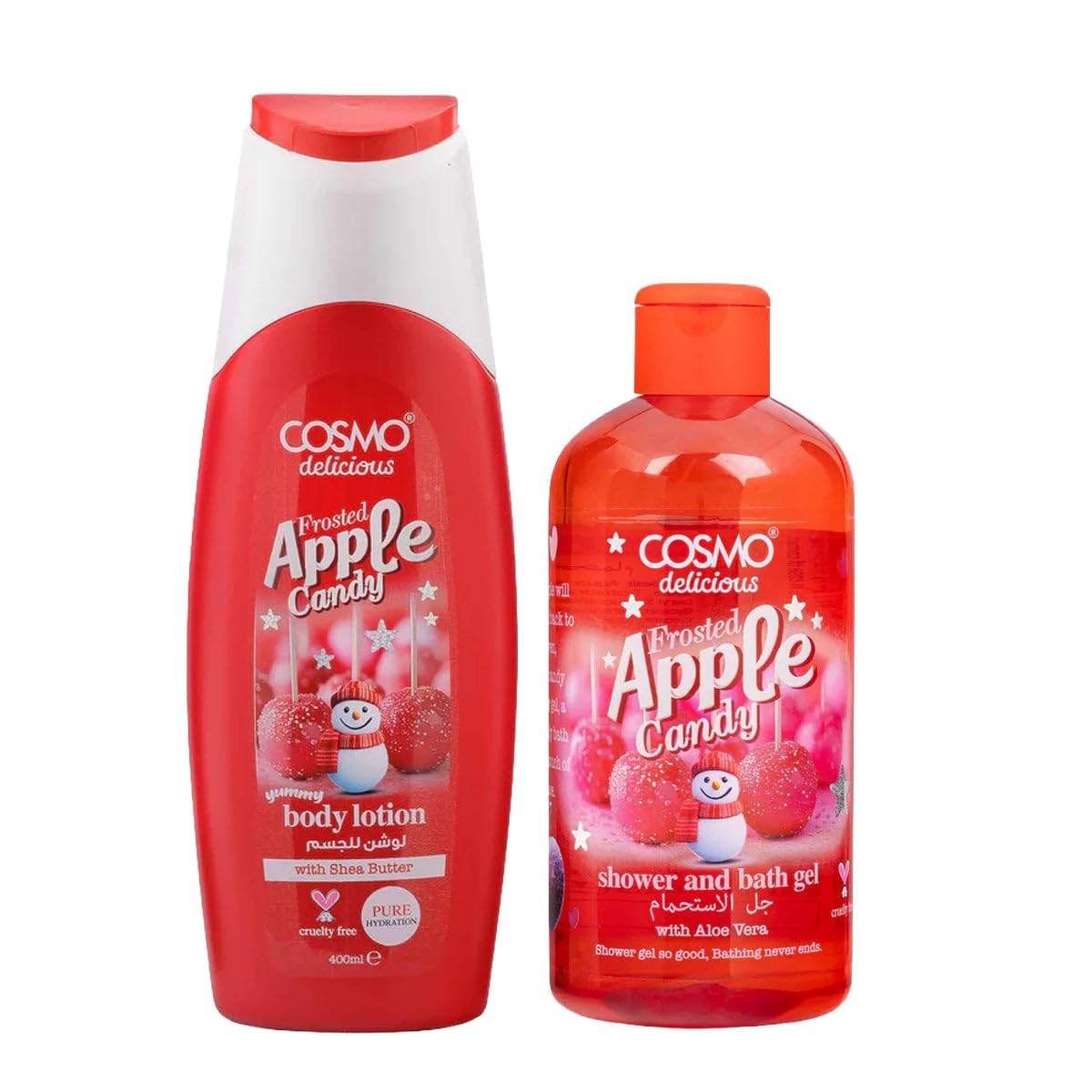 Cosmo Delicious Frosted Apple Candy Bath & Body Care Combo | Shower & Bath Gel 500ml & Yummy Body Lotion 400ml | Aloe Vera & Shea Butter | Pure Hydration & Sweet Festive Scent | For Men & Women-image-6