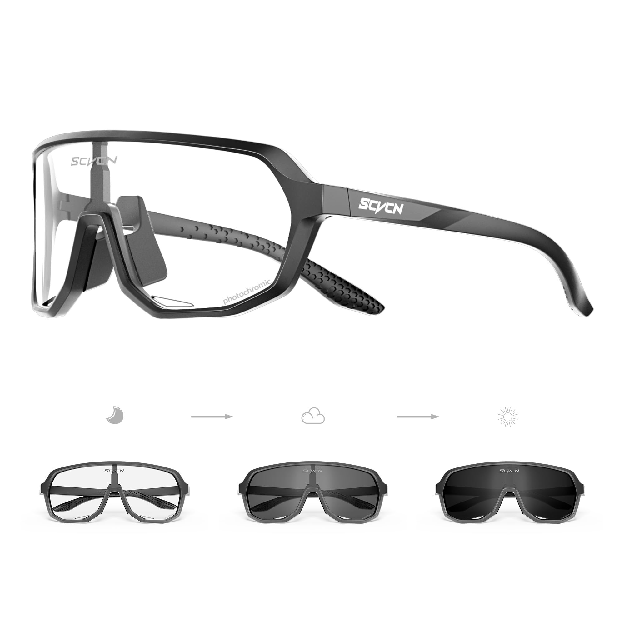 SCVCN Photochromic Cycling Glasses Men Women Clear Sports Sunglasses UV400 Protection for Cycling mtb mountain bike S63