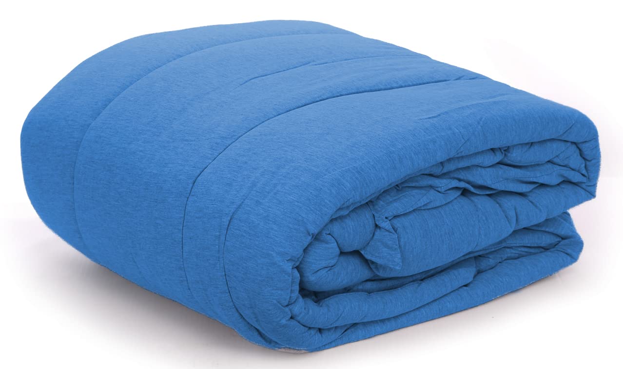 Gilbins 100% Cotton Jersey Knit Comforter Twin Size Denim Blue