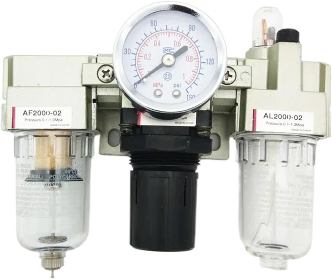 1PCS Air Filter Regulator Lubrication 1/8 1/4 3/8 1/2 3/4 1 AC2000 Three Units Combination Air Compressor Parts(AW300BType Autodrain)