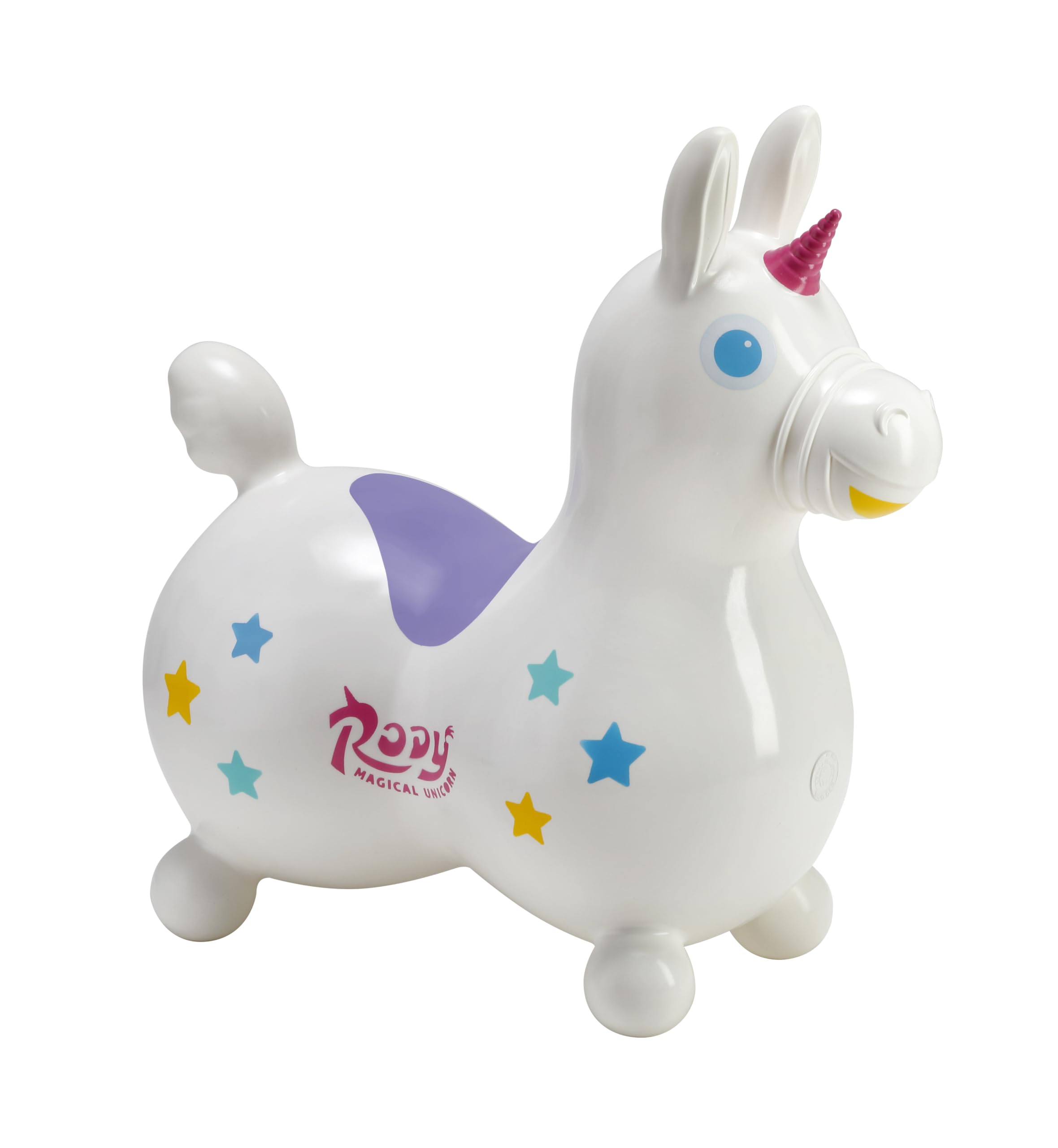 Gymnic Rody Magical Unicorn Light white inflatable ride-on unicorn for children 3+, dynamic and engaging game to stimulate balance, coordination and motor development
