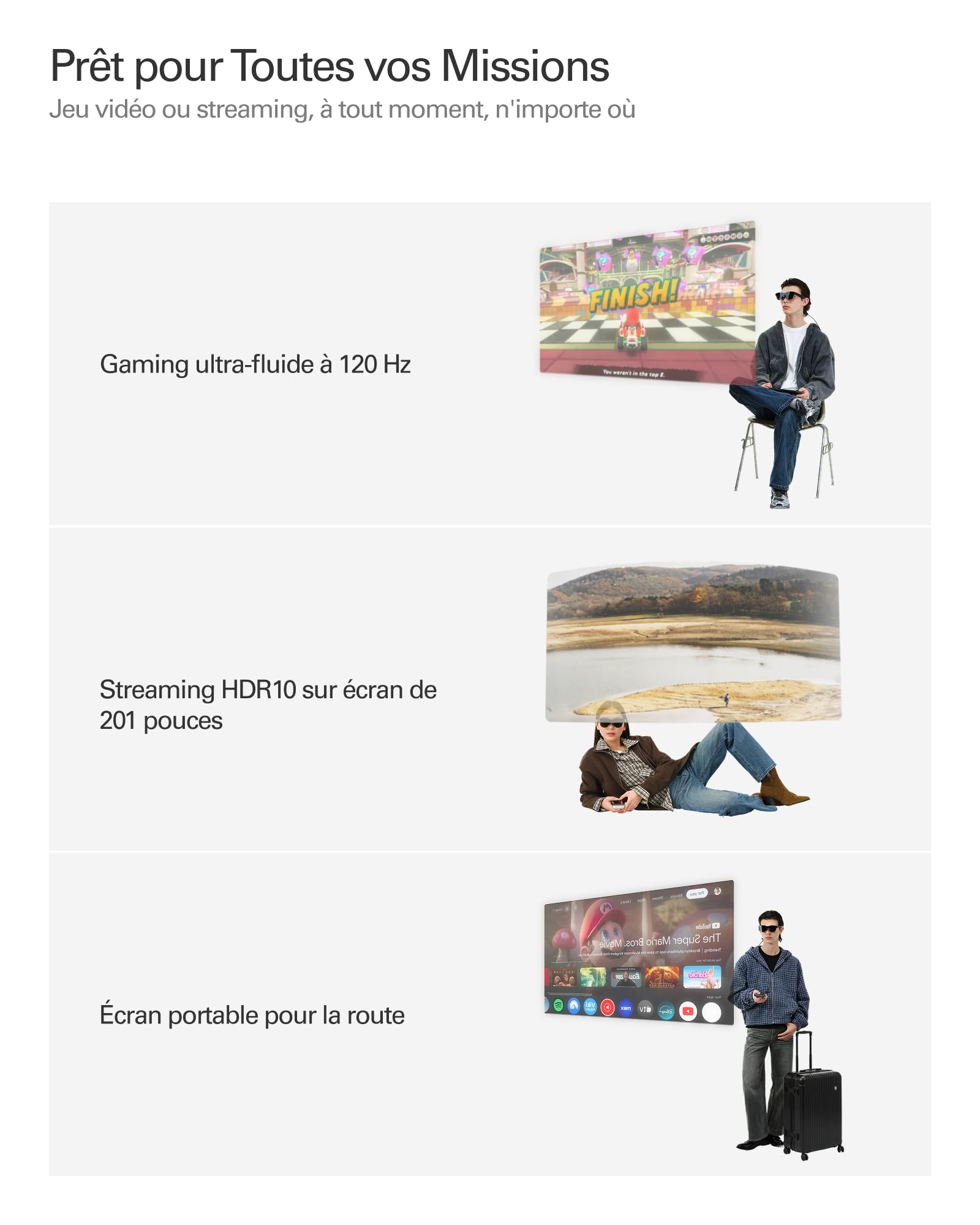 RayNeo Air 4 Pro Lunettes AR/XR, Écran HDR10, Puce Vision 4000, Cinéma Virtuel 201 Pouces, Audio par Bang & Olufsen, Lunettes 3D Films & Jeux pour iPhone 17,16,15/Android/Switch 2/Mac/Steam Deck/PS4/5