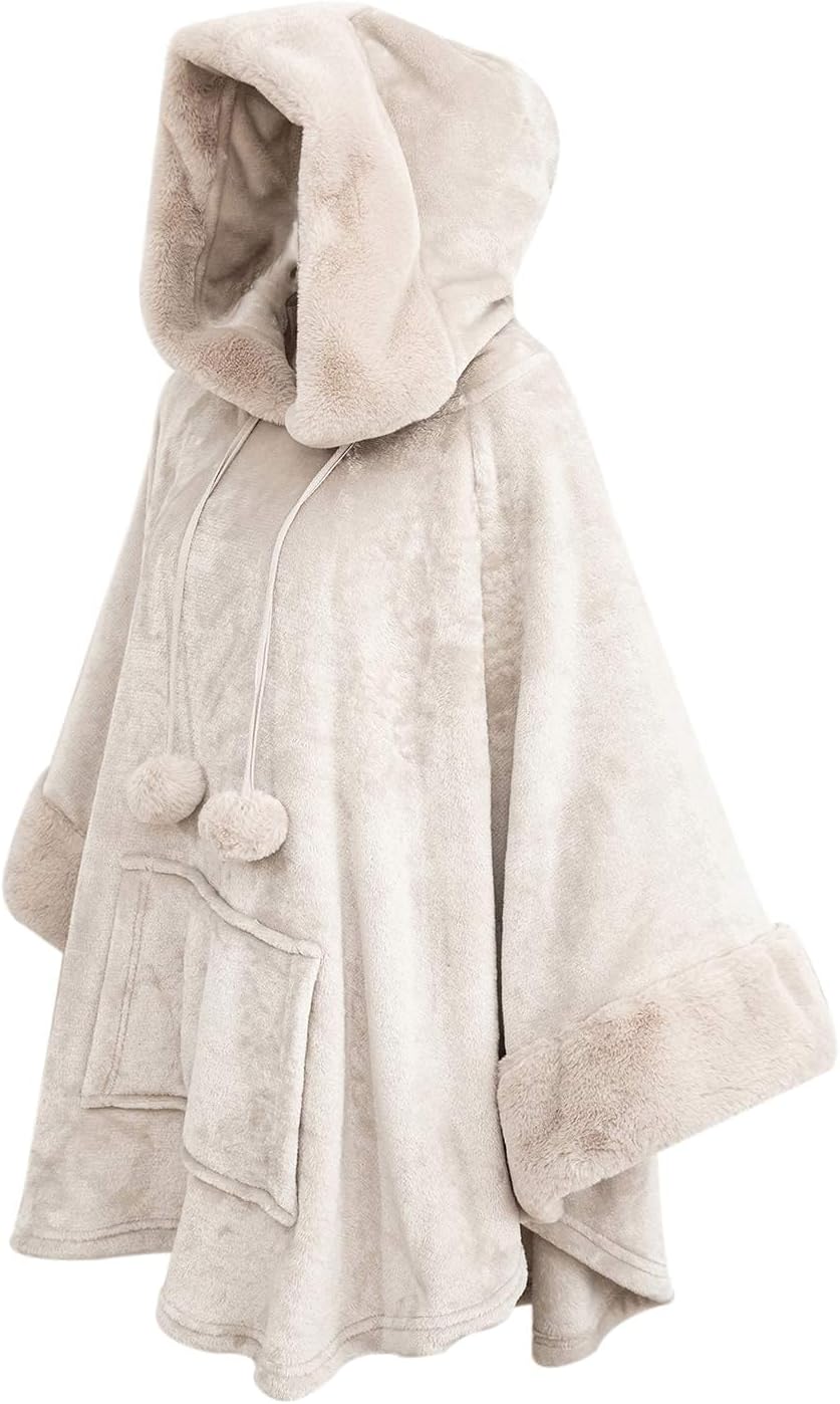 Amazon.com: Catalonia Women's Poncho Cape, Sherpa Cloak Coat, Snuggy ...
