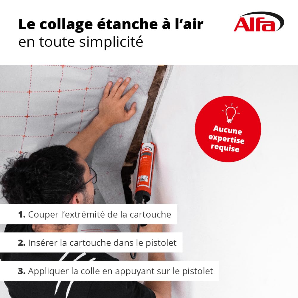 Alfa DS Colle d'étanchéité pour pare-vapeur & films – 315 g – 20 pièces | Mastic d'étanchéité élastique intérieur et extérieur pour un collage étanche à l’air des chevauchements, DIN 4109