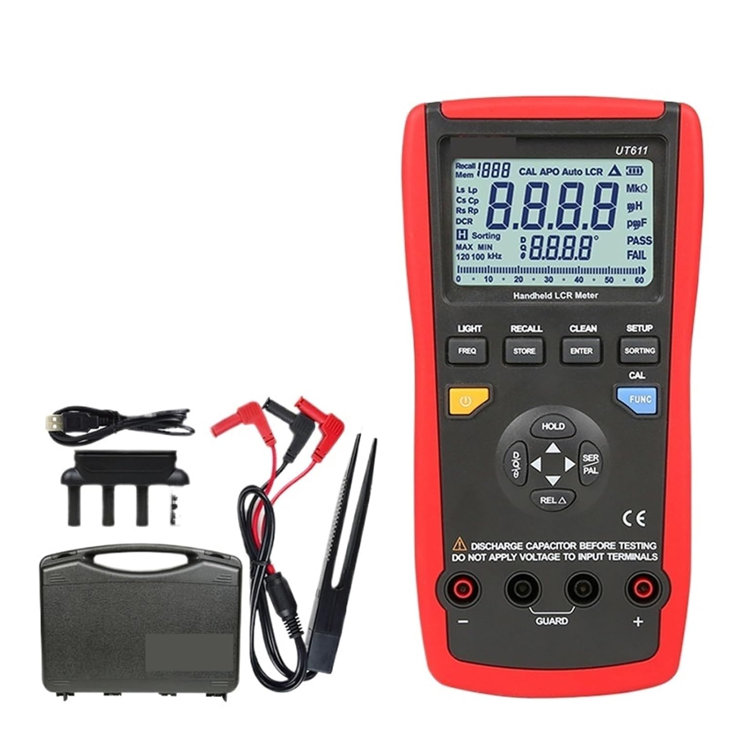 UT611 UT612 Digital Bridge Capacitance Meter Multimeter Resistance and Inductance Instrument Frequency Test(UT612)