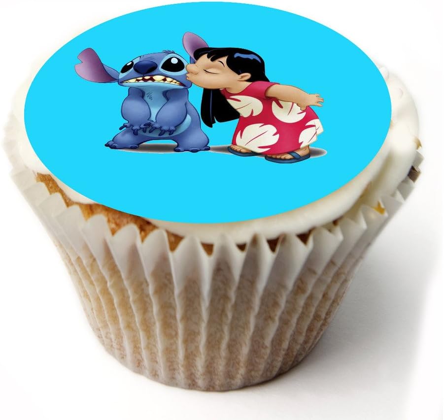Lilo And Stitch 20 x PRE-CUT Fairy cake CUPCAKE Edible Topper Decorations Printed On Premium quality Edible Wafer Rice Paper