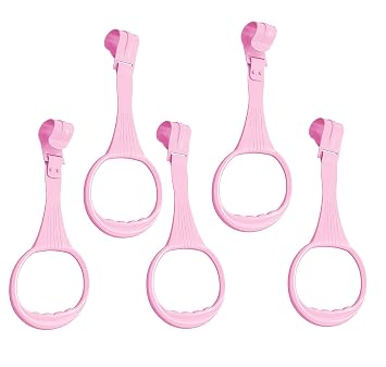 5pcs Walk Assistant Plastic Crib Pull Rings - Baby Pull Up & Hanging Rings for Infant Toddler Practice Tool Pink