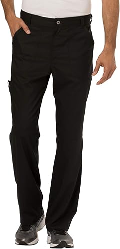 Cherokee Mens Scrub Pants with Cargo Pockets, Two-Way Stretch Modern fit Button Closure with Inside Drawstring Pants - WW140