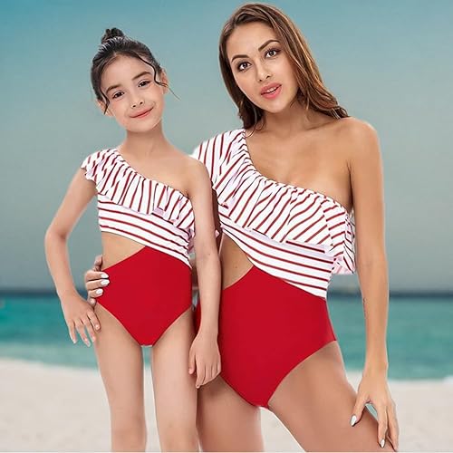 Vista 5 de Mommy and Me - Traje de baño familiar a juego con volantes para mujer, traje de baño para niños, bikini para verano, ropa de playa