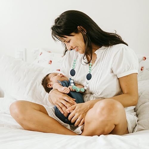 Miniatura 2 de Collar de dentición para mamá para llevar, paquete de 2 collares de lactancia de silicona para niños sensoriales, collar de mordedor para niños,