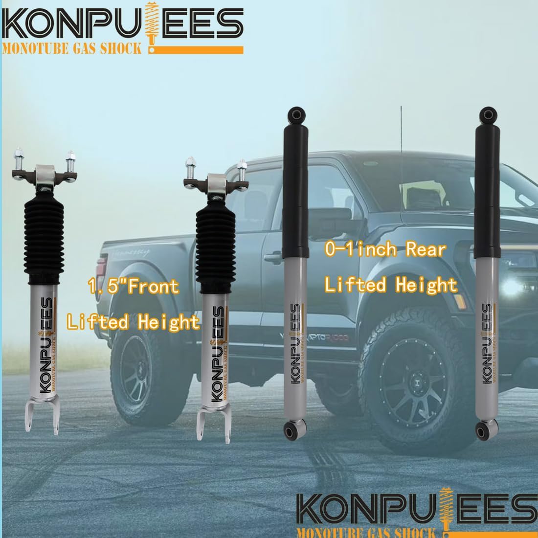 Monotube Gas Shocks Set 24-253161 of 1.5"Front Lift & 0-1" Rear Lift.Compatible with 2011-2024 Silverado Sierra 2500 3500 HD.Replacement OE for 24-196468.