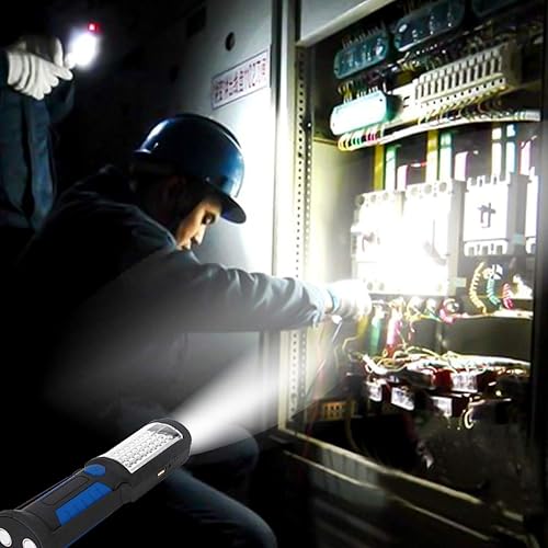 Vista 7 de Luz de trabajo recargable portátil LED linterna magnética multiusos con gancho para colgar, linterna de trabajo impermeable para reparación